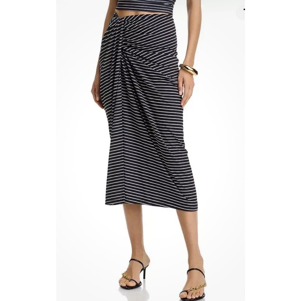 Ronny Kobo Asymmetrical Rosalie Striped Midi Skirt Midi Skirt - Size L .